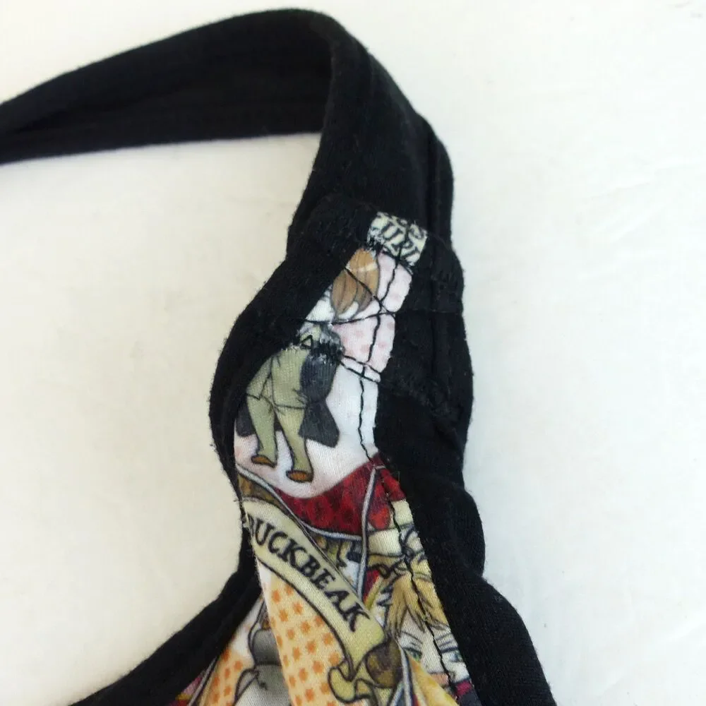 Harry Potter Chibi Card Hobo Bag Shoulder Tote Purse Black Multicolor 18x12